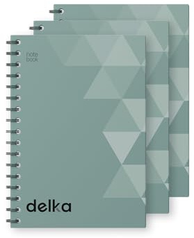 delka A5-Notizbücher mit Spiralbindung, linierte Seiten, langlebige Spiralbindung, hochwertiges Papier für Schule, Büro und Notizen, vielseitig einsetzbar (Pastellgrün, 3 Stück)