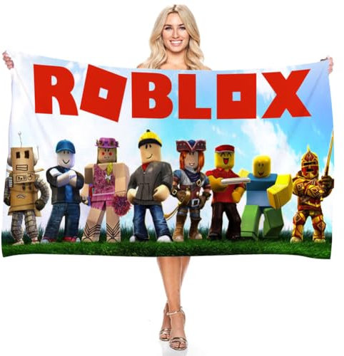 LKNBIF Telo Mare per Bambini, R-obllox Telo da Bagno, Telo Mare Microfibra Ultra Assorbente Ultra Morbido, per Lo Sport Viaggi, Campeggio Palestra- 75 * 150cm