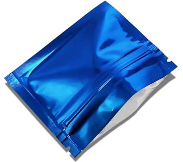 Verschließbare Probe Baggies, 100 stücke 7,5 * 6,14 cm Heat Seal Aluminiumfolie Ziplock Taschen Flache Zip-Lock Paket(Blue)