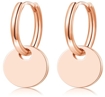 Ohrringe Silber 925 Ohrringe Silber Hängend für Damen Mädchen Herren, Creolen Silber 925 Rund Herz 14K Gold Huggie Creolen Rosegold Ohrhänger Geschenk