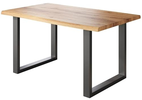 Loreno Esstisch - 240 cm x 100 cm – 4 cm MDF Tischplatte, Wildeiche-Optik – U-Gestell – Schwarz - Perfekt für Esszimmer und Küche