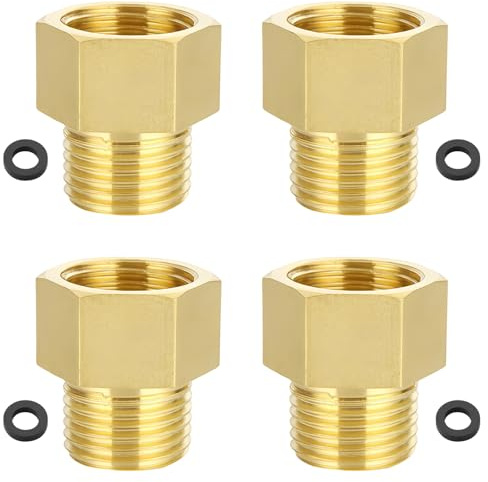 HERKINDNESS 4 Stück Propangas Adapter für Gasherd, Messing Gasherd Übergang Adapter, 1/4 Bis 3/8 Zoll Schnellen Gasadapter-Anschlüsse, mit Dichtung, für Gasherd, Warmwasserbereiter, Campingkocher