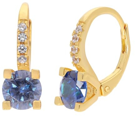 trendor Damen-Creolen Ohrringe Silber Vergoldet Zirkonia Saphirblau | zauberhafter Ohrschmuck für Frauen, zeitlose Geschenkidee,