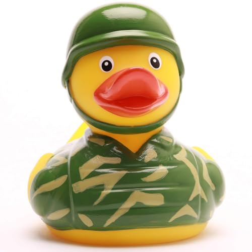 Duckshop I Badeente Soldat I Quietscheente I Quietscheentchen L: 8,5 cm I Geschenk für Wehrdienst I Präsent für Veteranen I Für Sammler