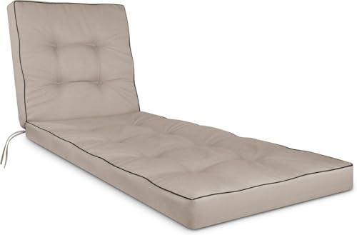 normani Liegenauflage Gartenliegen Auflage – extra Dicker Schaumstoffkern für hohen Liegekomfort – Polster für Sonnenliege, Relaxliege & Gartenmöbel - Made in Poland Beige 195 x 60 x 9 cm