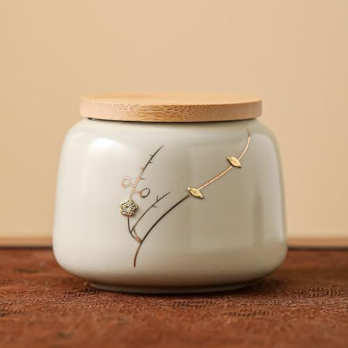 LEEDJUINE Bote de té hecho a mano en horno ru, 170 ml, tarro sellado de cerámica portátil para el hogar, accesorios