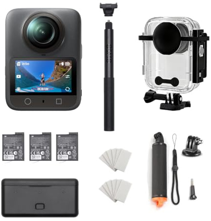 DJI Osmo 360 Adventure Combo mit Wassersportkit, 8K 360° Vlog Kamera mit 1-Zoll Sensor, Wasserfestes Case, Schwimmgriff &1,2 m Unsichtbarer Selfie-Stick, Action Cam für Unterwasser, 3 Akkus & Ladecase