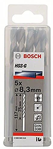 Bosch 5x PRO Metal HSS-G Twist Drill Bit Standard Length (for Non-ferrous metals, Steel, Ø 8,30 mm, Professional Accessory Rotary Drill/Drivers)