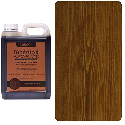 Littlefair's Wood Stain Water-Based - (Brown Mahogany) – Non-Toxic, Eco-Friendly & Quick Drying - Easy-to-Apply, Concentrated Formula for All Wood Types – 2.5 LTR