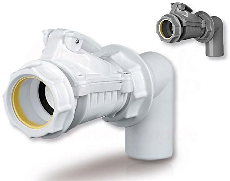 Rückstauklappe Ø 50 mm 90° bogen weiß Rückstauverschluß Rückstauventil KG Rohr Waschbecken Becken Abwasserrohr Bad Sperrventil