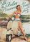 vaspa Les Belles Vacances. Lady, Fenster Dot Bikini auf weiß Vespa. Motor Roller. 1950's Beach, nicht Mod. Für Zuhause, Garage, Kneipe oder man Cave Metall/Stahl Wandschild, stahl, 9 x 6.5 cm (Magnet)