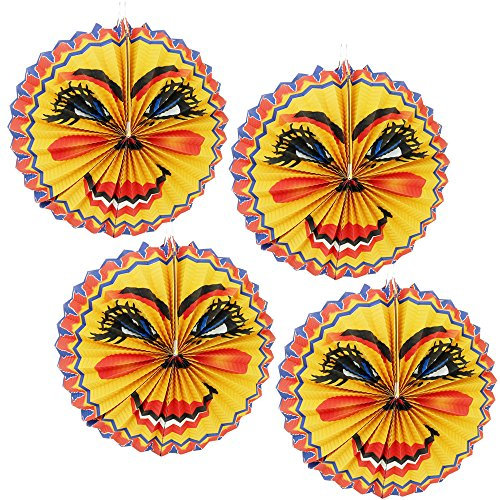 com-four® 4X Laterne mit Buntem Mond Motiv - Papierlaterne für Sankt Martin und Halloween - Martinslaterne für Kinder