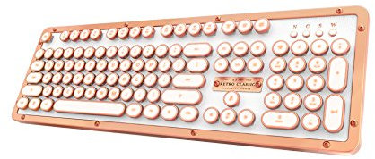 Azio Retro Classic Bluetooth (Posh) - Wireless/USB Wired Leather Vintage Backlit Mechanical Keyboard for PC/Mac (MK-RETRO-L-02B-US)