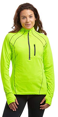 Time To Run Long Sleeve Running/Gym/Sports Top For Women Thermal Breathable Quick Dry Shirt Ideal For Winter With Chest Pocket & Thumbloops 14 Lime