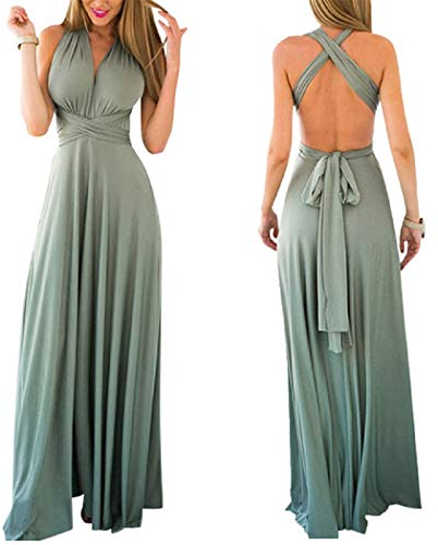 Infinity Kleid inklusive Bandeau Top, Ballkleid Brautjungfernkleid Gr. 42-48 viele Farben Wickelkleid lang, 70 Verschiedene Wickelarten Brautkleid, Bridesmaid, one Size, Stretch (Türkis, 2 (42-48))