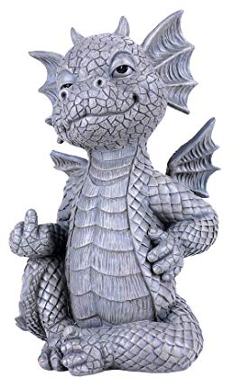 Pacific Giftware Garten Figur Ungezogener Drache zeigt Mittelfinger 26 cm - Gartendrache Fantasy Deko Statue
