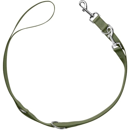 Hunter verstellbare Hundeführleine London, 3-Fach verstellbare Nylon Hundeleine, reißfestes Polyester, leicht & formstabil, Farbe: olivgrün, Größe: 20/200