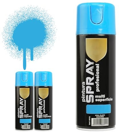 H HANSEL HOME Pintura Spray Azul Claro 400 Ml - Pack de 3 Unidades