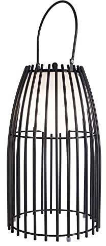 LUUK LIFESTYLE Hochwertige LED Design Lampe, 3-Stufen-Dimmbar, moderne Laterne, umweltfreundlich und wiederaufladbarer Akku, 72 Std Laufzeit, Eisenverstrebung, skandinavisches Design, schwarz matt