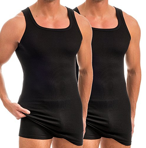 HERMKO 16027 2er Pack Herren extralanges Unterhemd aus Baumwolle/Modal
