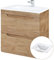 Lomadox Badezimmer Waschtisch-Unterschrank Set, Wotan Eiche Nb. Nb., 61 cm Keramik-Waschbecken, 2 Softclose-Schubkästen, B/H/T ca. 61/60,8/46 cm