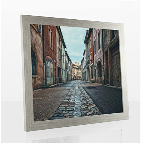 Orion Deluxe Bilderrahmen Posterrahmen 64x48 cm Puzzlerahmen Pinie Gekälkt Dekor Kunstglas Klar Hintergrund Weiss