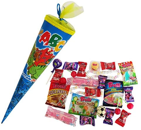 CAPTAIN PLAY Schultüte 35cm gefüllt mit Süßigkeiten ohne Schokolade (20-teilig)