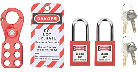 Kit de Bloqueo Y Etiquetado, Juego de Candados de Bloqueo Y Etiquetado, Kit de Bloqueo Y Etiquetado Eléctrico, Candados de Seguridad, con Candado de Cerrojo de Seguridad,(Grillete de 38 mm/1,5 pulg.)