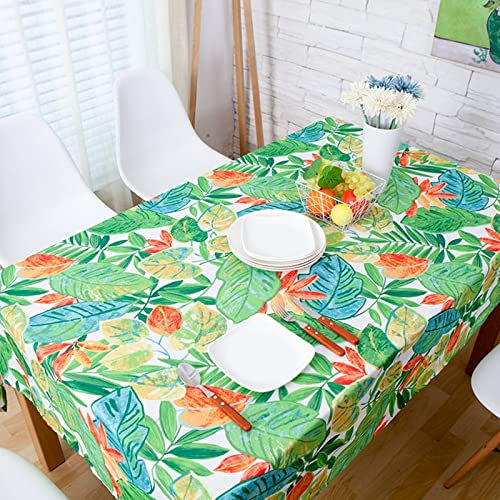 EHOMERY Abwaschbare Tischdecke Aus Stoff Tischwäsche Gastronomie Grünes Blatt Tischdecke Abwaschbar Für Küche Tischwäsche Gastronomie Grün Tischschutz Dekoration 90X140Cm
