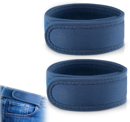 BeltBro Pro für Damen und Herren, elastisch, keine Schnalle, unsichtbarer Gürtel, patentiert, metallfrei, TSA, weich, verstellbar, an der Seite, Denim, 2 Medium: Men's 32-43 Waist