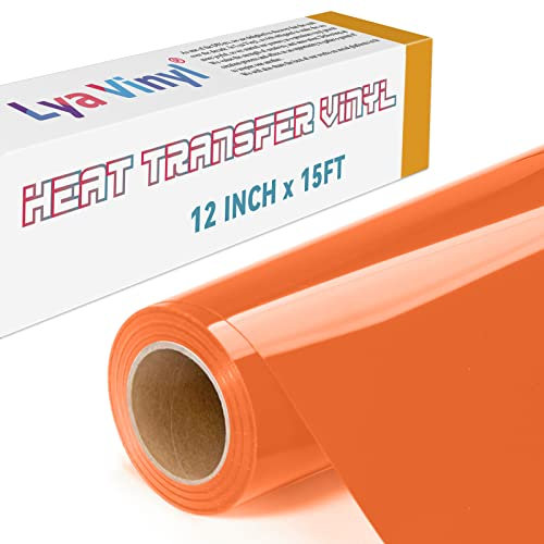 Lya Vinyl 15FT Heat Transfer Vinyl, Orange Iron on Vinyl Roll for Cricut, Silhouette Cameo, Orange HTV Vinyl for DIY Fabric, Clothes, Bags, and Other Textiles