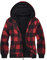 geeksport Fleecejacke Herren Sweatjacke Männer mit Kapuze Warme Kapuzenjacke Gefüttert Winterjacke Kariertes Hoodie mit ReißVerschluss, 0569-Rot 3XL