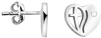 SOFIA MILANI - Damen Ohrringe 925 Silber - mit Zirkonia Steinen - Kreuz Herz Ohrstecker - E2106