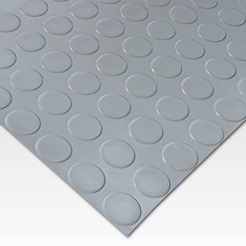 NOVA FORMA Revêtement de Sol en Caoutchouc NR/SBR Épaisseur 3 mm – Tapis Isolant antidérapant – Tapis de Protection pour Fond de remorque, Garage, Couloir, etc. – 140 x 150 cm, Dot Gris