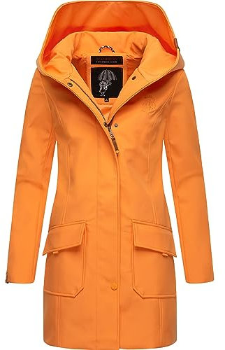 MARIKOO Damen Übergangsjacke Softshellmantel atmungsaktiv mit Kapuze Mayleen Apricot Sorbet Gr. M
