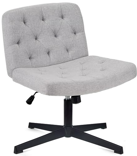 WangPangzi Armloser Bürostuhl, fußlos Rollstuhl zu Hause Bürostuhl, höhenverstellbar Stuhl, Ergonomischer Schreibtischstuhl,Schminktisch Stuhl, breite Stoff Drehstuhl(Grau)