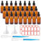 SuQurtom 24 x 30ml Amber Dropper Bottle, Eliquid Pipette Ear Dropper Bottles with Dropper Pipette, Funnels and Labels, Empty Refillable Sample Container for Essential Oil, Perfumes, Aromatherapy