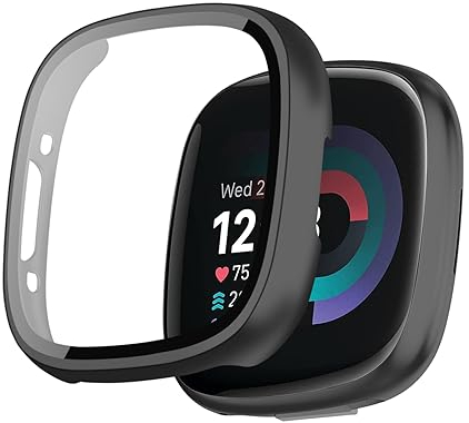 DYAOLE Hard Hülle für Fitbit Versa 3/Sense 1, 9H Härte PC Hülle Rundum Displayschutz Ultradünne Kratzfestes- Schwarz.