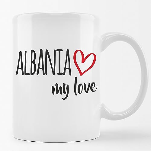 Huuraa Tasse Albania my love Geschenk 330ml Weiß Albania Präsent