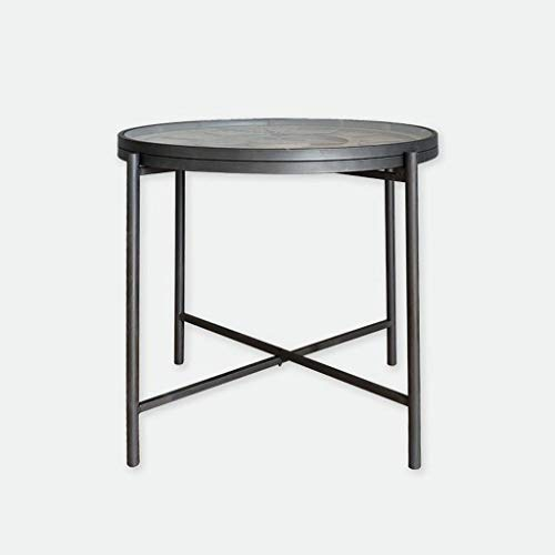 Exquisiter Couchtisch, Beistelltisch, Tee-Beistelltisch, runder Uhr-Couchtisch, Beistelltische aus gehärtetem Eisen, Vintage-Snack-Tisch für Wohnzimmer, Schlafzimmer, Möbel, Beistelltisch, Tee-Beistel