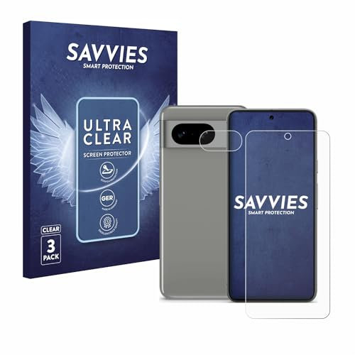 savvies Protector Pantalla para Google Pixel 8 (Frontal+Cámara) 6 Unidades - Película Ultra Transparente