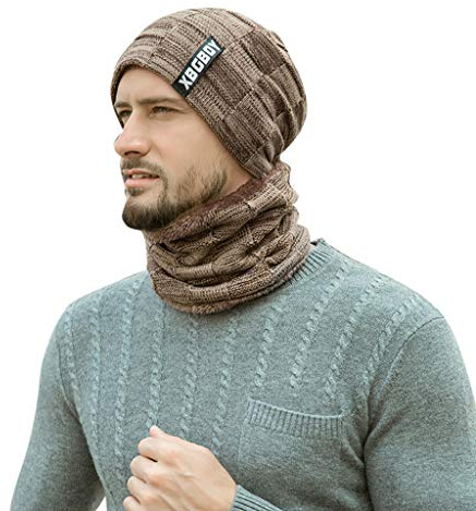 DRALOFAO Schal Herren Damen Set Cashmere Jungen Schlauchschal Wolle Handschuhe Dreieckstuch Erwachsene Heizung Herren-Schals Scarf Damen Sturmhaube Anzug Knit Halstuch Herren Damen Set, Herren Mütze