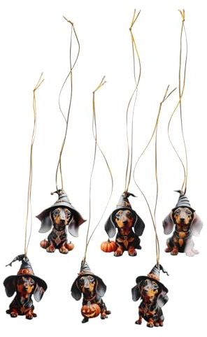 GOOHOCHY 6St Weihnachtsdekorationen bürodeko hängende Dackelfiguren Hängendes Ornament für Hunde Weihnachtsschmuck fürs Auto Christbaumschmuck Anhänger Weihnachtsbaum dekor