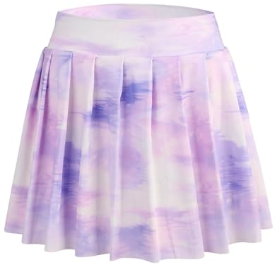 Bezioner Mädchen Tennisrock,Faltenrock mit Taschen Innenhose,Golf Skorts Plissierte Skater Sportrock Kinder Minirock Schuluniform Lila L(8-9 Jahre,120–130 cm)