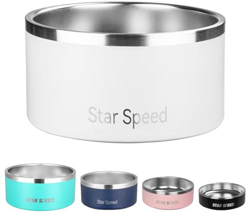 200oz Large Stainless Steel Dog Bowl. Extra Large Dog Water Bowls for Large Dogs with Rubber Bottom, Drop Resistant and Durable, Keeps Cold, Fits Different Size Big Dog Food Bowls. (200 OZ, White)