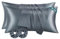 RUIKASI Satin Kissenbezug 40 x 80 wie EIN Seidenkissenbezug mit 2 Haargummis - seidig Kopfkissenbezug 40x80 für Haar und Haut, Pflegeleichter als Seiden Kissenbezug Silk Pillow Case, Dunkelgrau