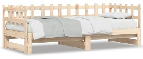 THOYTOUI Tagesbett Ausziehbar, Bettsystem Betten Massivholzbett Tagesbett Geeignet für Gästezimmer Hotel Schlafzimmer Mehrbettzimmer 2X(90x200) cm Massivholz Kiefer