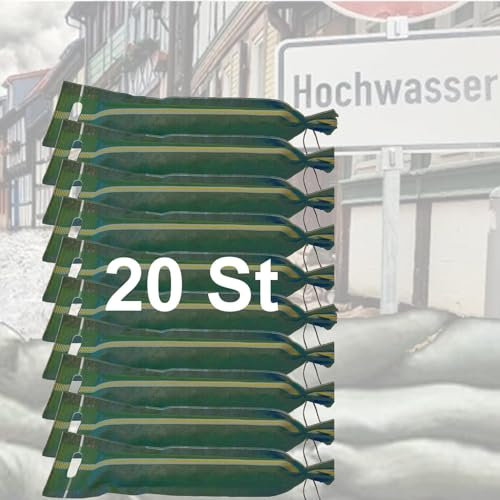 20x Brandengel® 1-Tragegriffe Sandsack Silosandsack mit Zugband 25x100cm Sandsäcke für Hochwasser zum befüllen Beschwerung Wassersperre UV-beständig Silosäcke THW Feuerwehr Silosandsäcke
