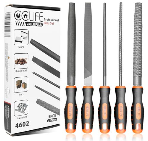CCLIFE Lime per Metallo 5 Pezzi Lime per Legno Lime Professionali Include Lima Piatta, Lima Mezzatonda, Lima Tonda