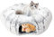 Umllpet Katzentunnel, Katzenspielzeug Katzenhöhle Mit Schlafplatz, XXL Große Weiches Plüsch Katzenbett Indoor mit Ball, Multifunktionales Tunnel für Katzen Spiele Runde Donut